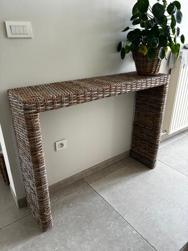 Rotan salontafel en rotan sidetable – Boho stijl, Ophalen, Overige materialen, 100 tot 150 cm, Zo goed als nieuw