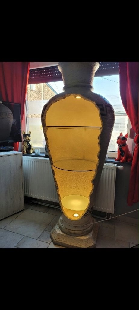 Vase avec étagère et lumière, Maison & Meubles, Enlèvement, Comme neuf, Verre, Moderne
