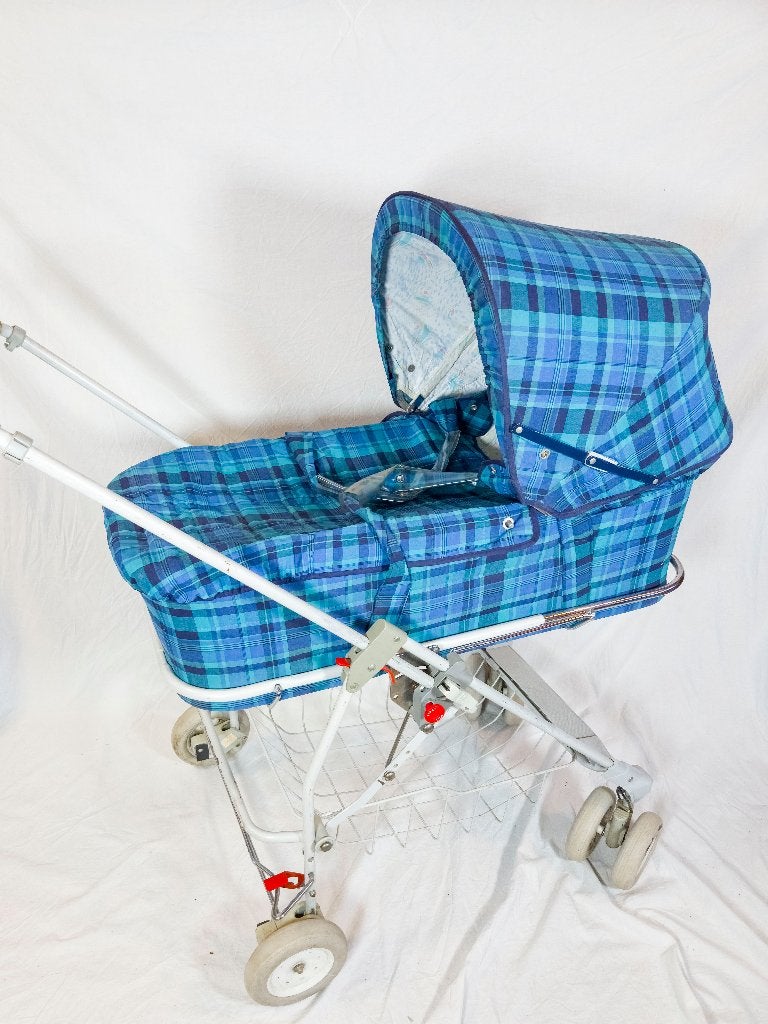 Nacelle vintage Bébé Confort (années 90) - Bleu quadrillé, Enlèvement, Utilisé