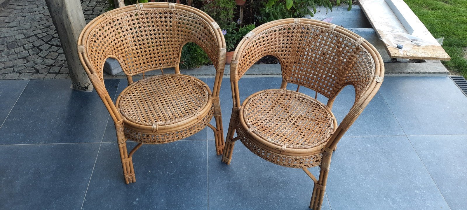 rotan stoeltjes, Tuin en Terras, Tuinstoelen, Ophalen, Gebruikt, Rotan, Stapelbaar
