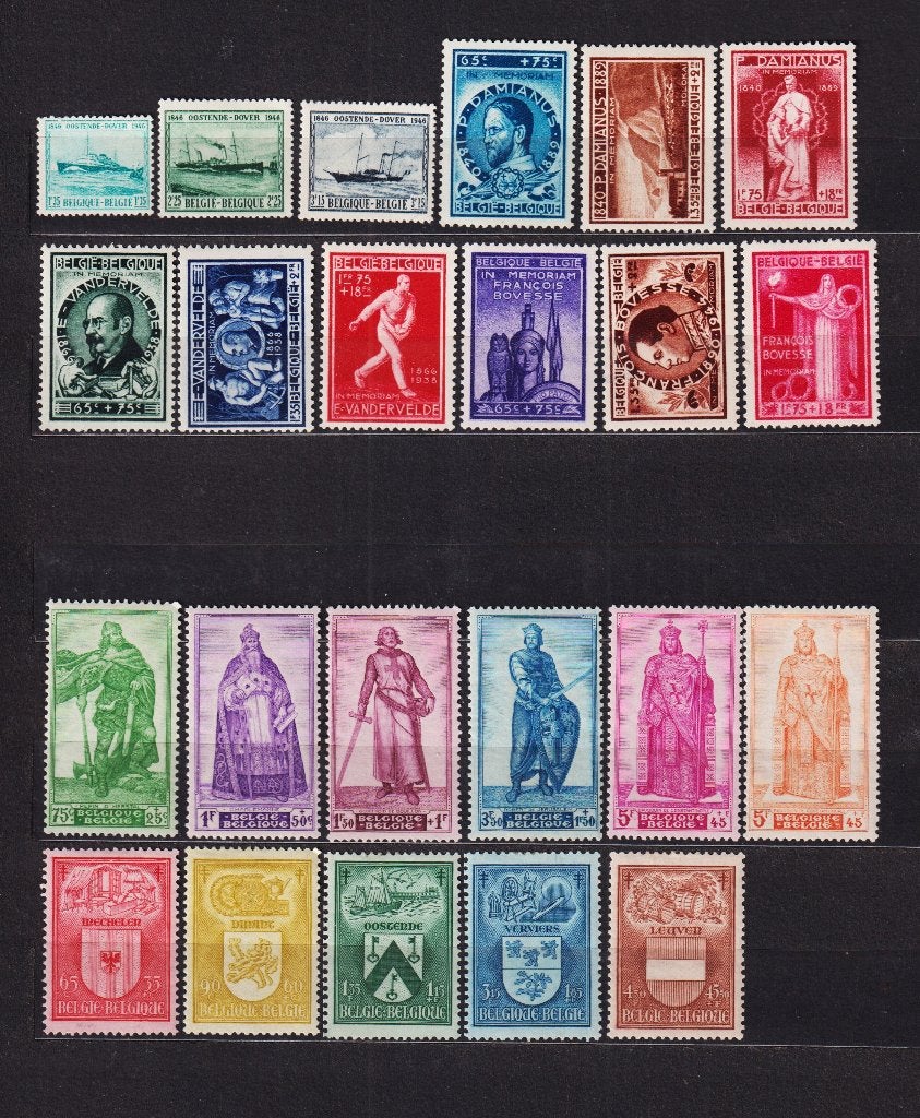 Belgique 1946 année complète, Timbres & Monnaies, Timbres | Europe | Belgique, Envoi, Non oblitéré, Trace d'autocollant