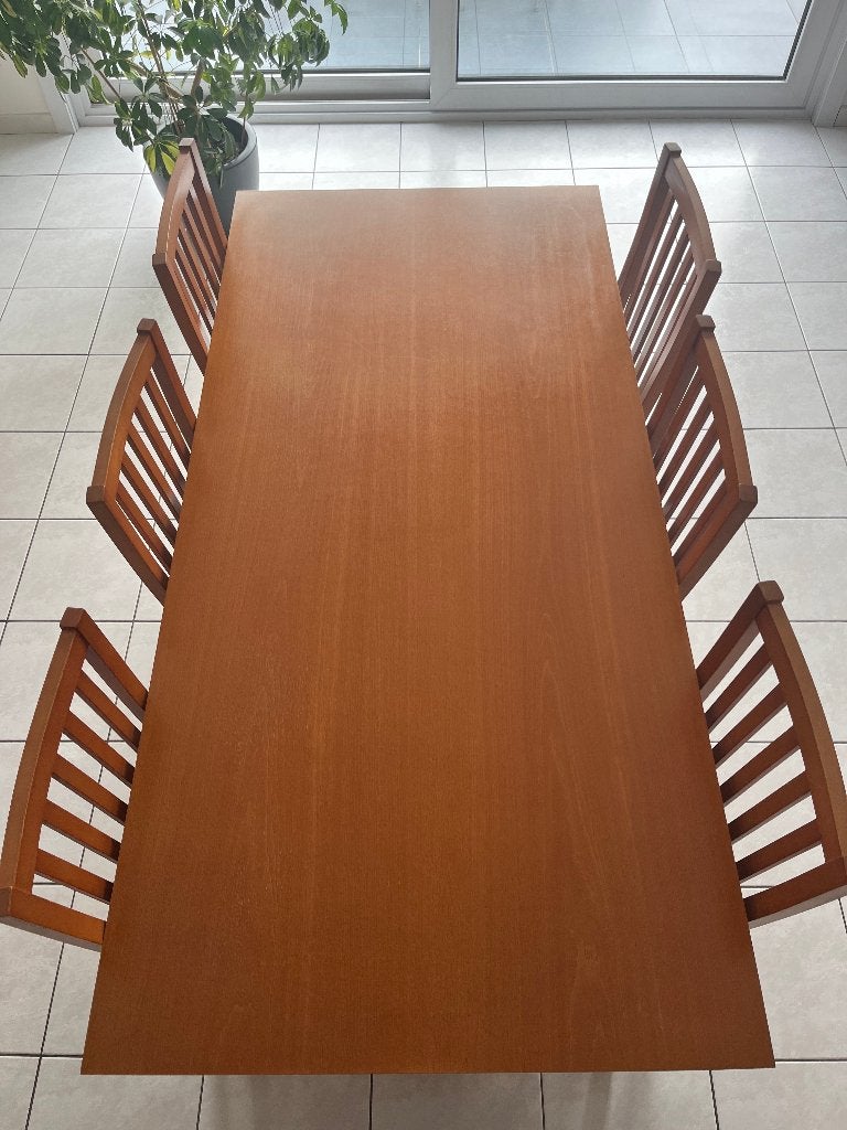 Table + 6 chaises en merisier massif - Très bon état, Cinq personnes ou plus, Cerisier, Enlèvement, Utilisé