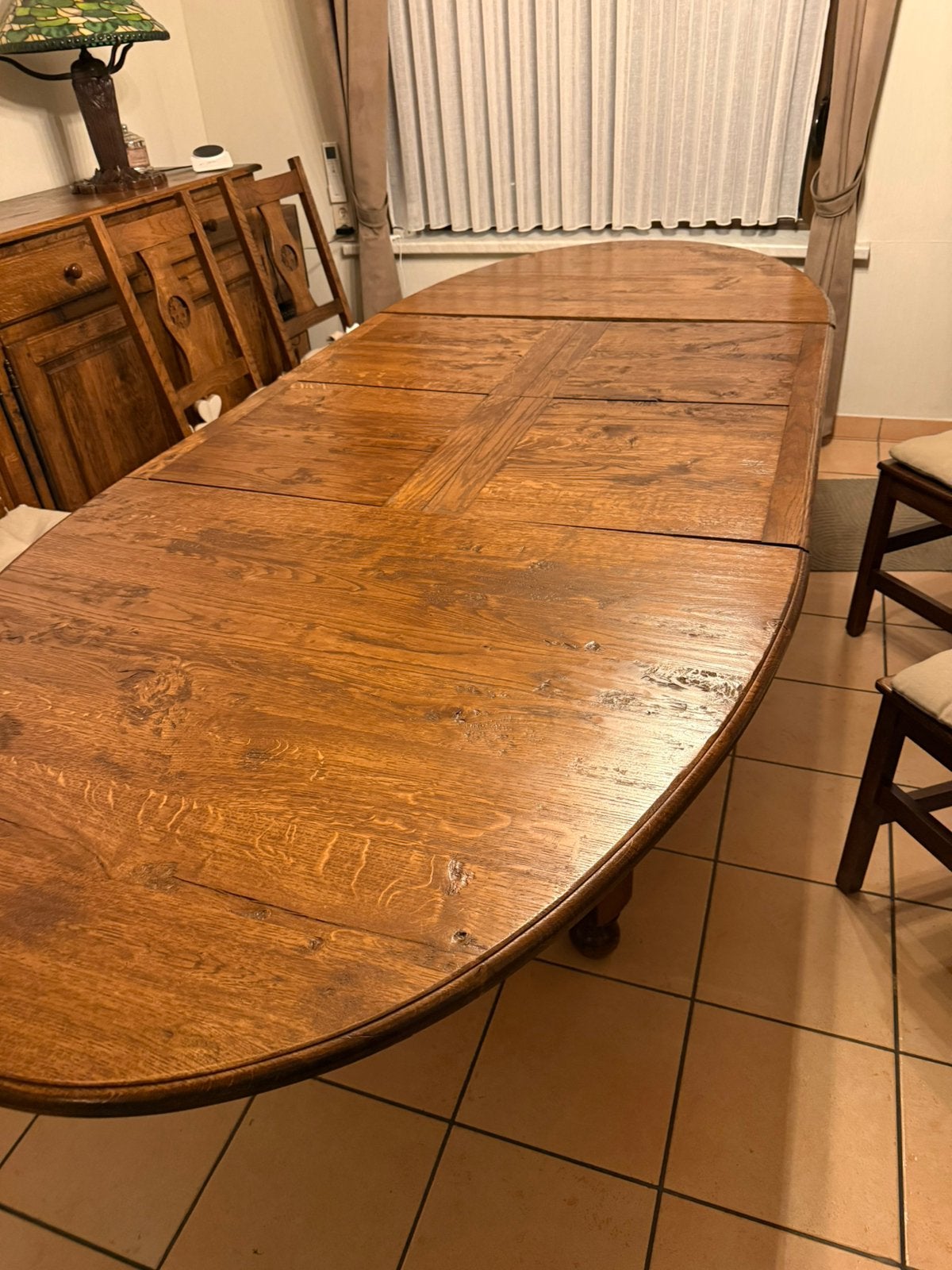 Table de ferme complètement en chene massif, Maison & Meubles, Enlèvement, Comme neuf, Ovale