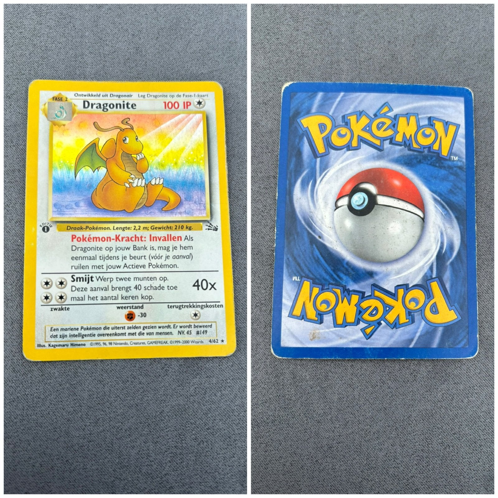 Pokemon Dragonite 4/62, Ophalen of Verzenden, Zo goed als nieuw