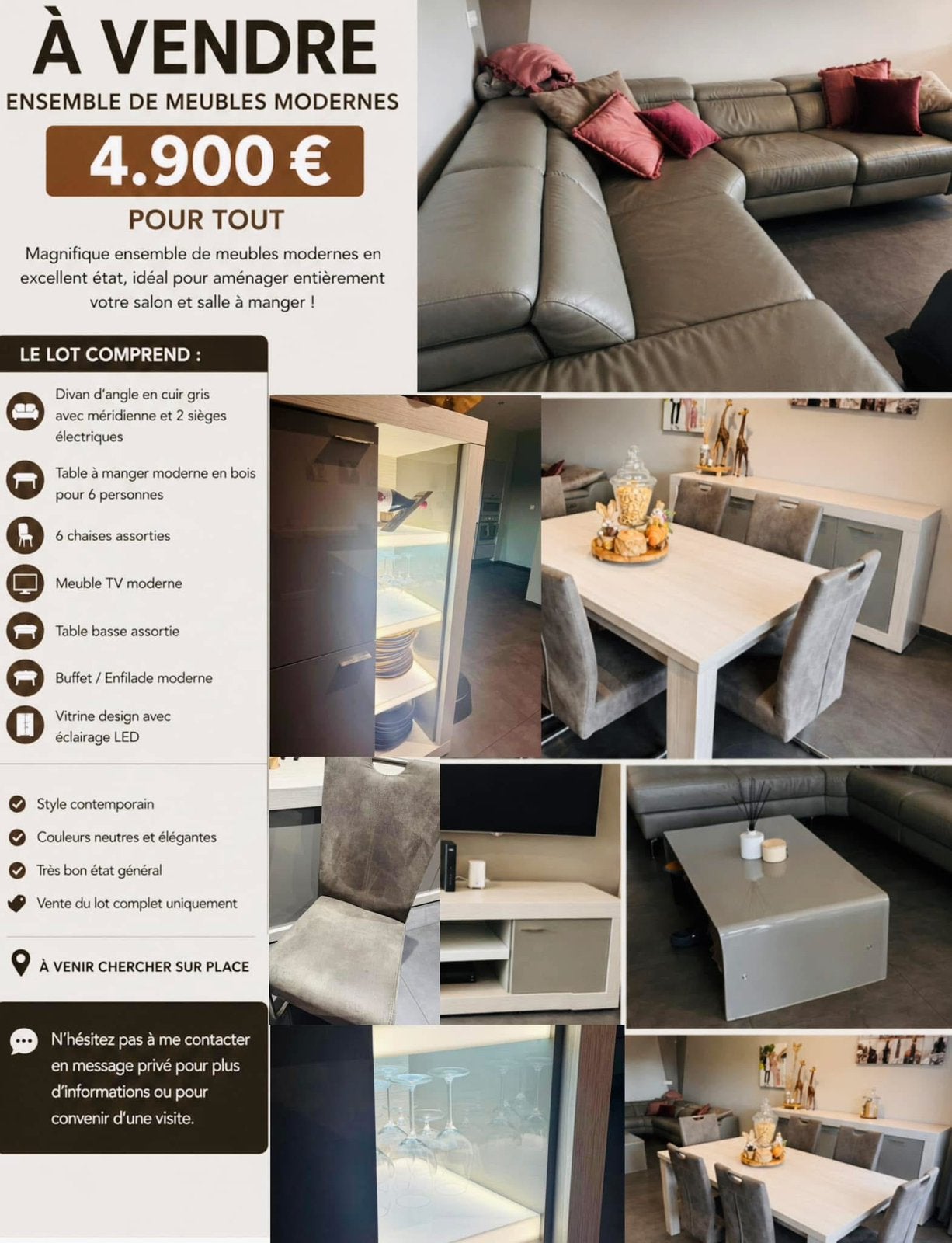 Mobilier complet living - salle a manger, Maison & Meubles, Enlèvement ou Envoi