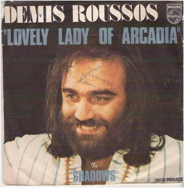 †DEMIS ROUSSOS: "Lovely Lady of Arcadia", Gebruikt, 7 inch, Pop, Fotohoes