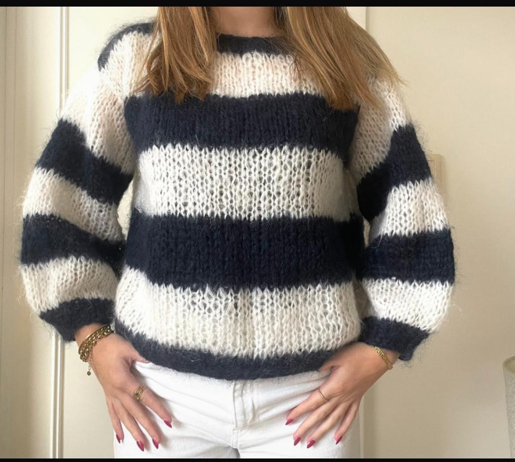 zelfgemaakte streepjes sweater, Kleding | Dames, Truien en Vesten, Verzenden, Zo goed als nieuw, Maat 34 (XS) of kleiner, Blauw