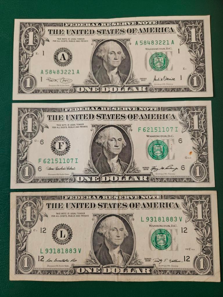 Lot de 3 x 1 dollar américain pour une année différente, Enlèvement ou Envoi, Amérique du Nord, Série
