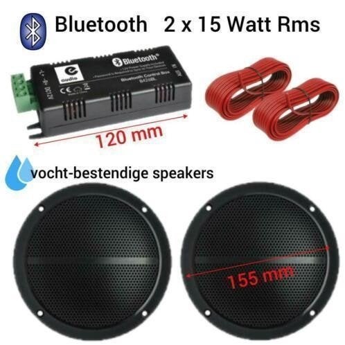 Bluetooth Vochtbestendige luidspreker set Zwart 2x 13Cm [KJ-, Overige merken, Nieuw, Ophalen of Verzenden, 60 tot 120 watt