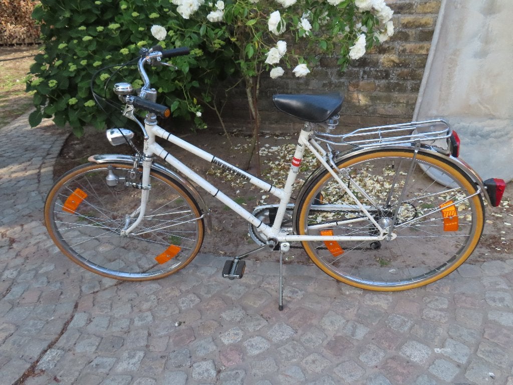 Retro damesfiets , wit , kader 48  5 versn, volledig in orde, Fietsen en Brommers, Gebruikt, Velgrem, 47 tot 50 cm, Versnellingen
