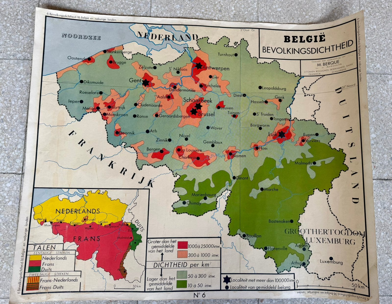 België en de naburige landen retro Rossignol schoolplaat, Antiek en Kunst, Ophalen, Aardrijkskunde