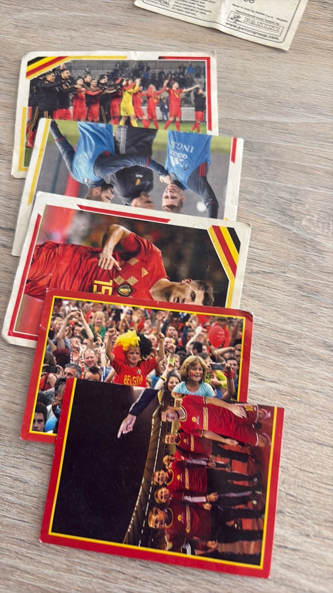 Lot 5 stickers panini Belgian Red Devils, Ophalen, Zo goed als nieuw