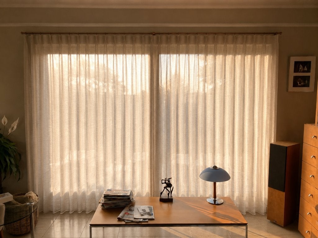 Nieuwe linnenkleurige gordijnen voor groot raam, Huis en Inrichting, Ophalen, Overige materialen, Overgordijn, Kwantum