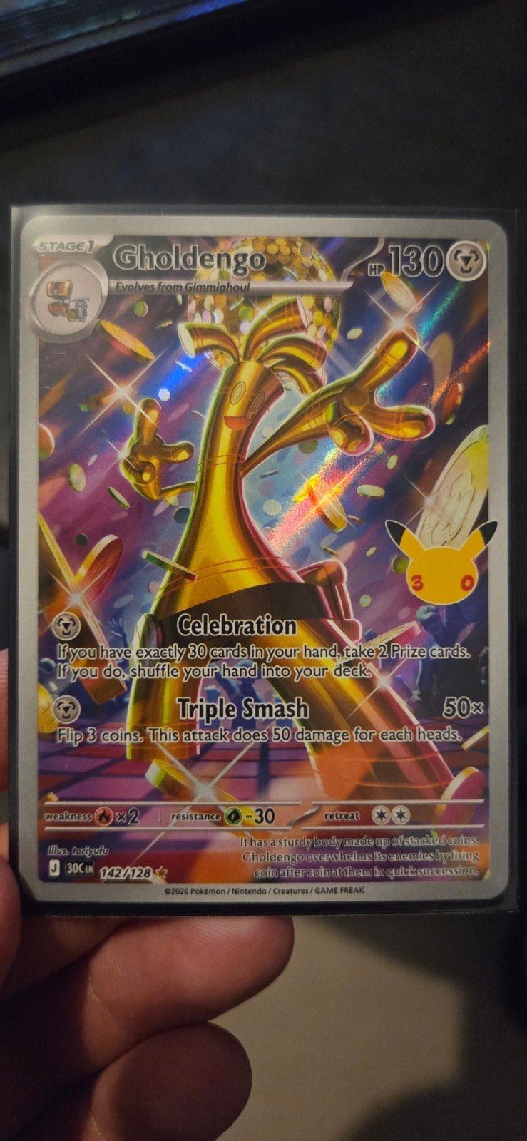 Carte Pokémon Gholdengo (142/128), Enlèvement ou Envoi, Neuf, Cartes en vrac, Foil