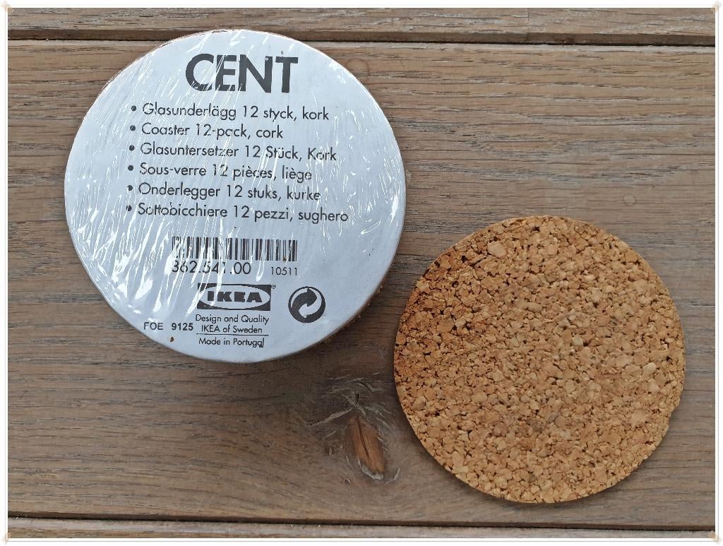 IKEA CENT – DESSOUS DE VERRES EN LIEGE NEUFS (12 PIECES), Ophalen of Verzenden, Nieuw, Glas of Kopje