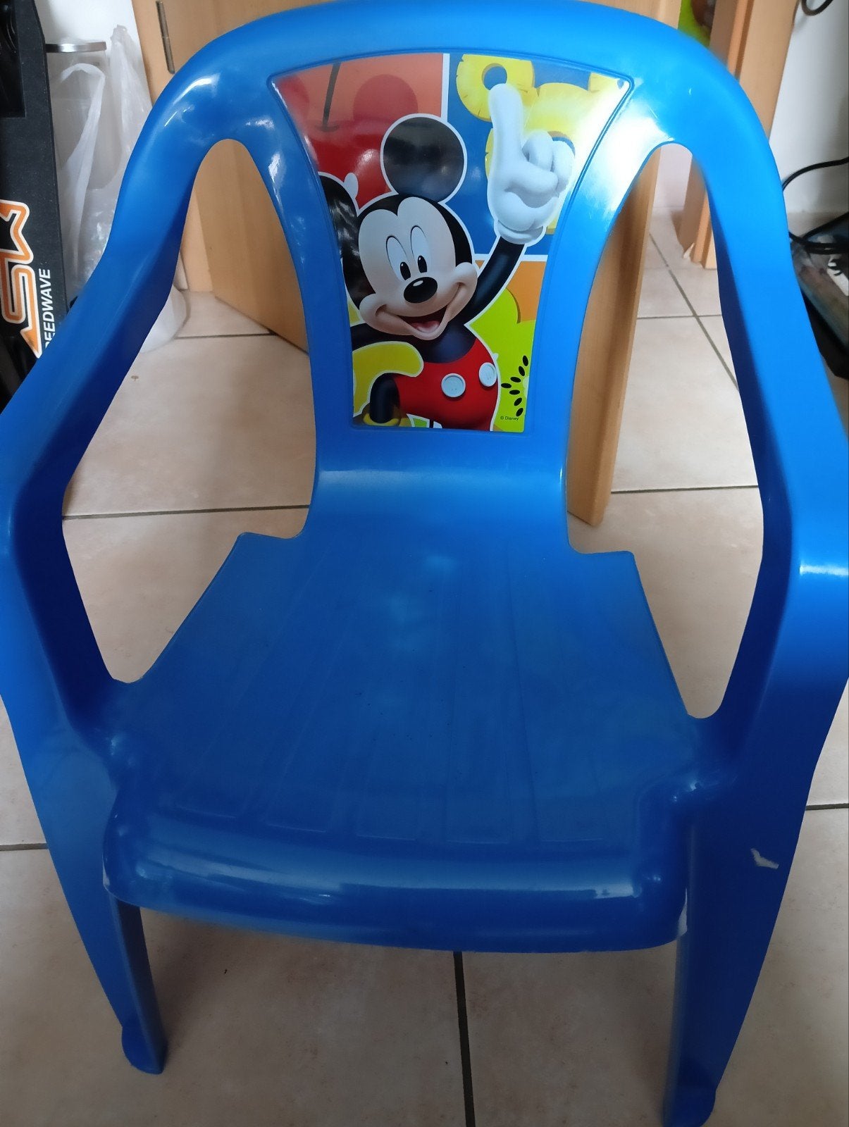Mickey chaise haise bleue et bac rangement enfant, Enlèvement, Utilisé