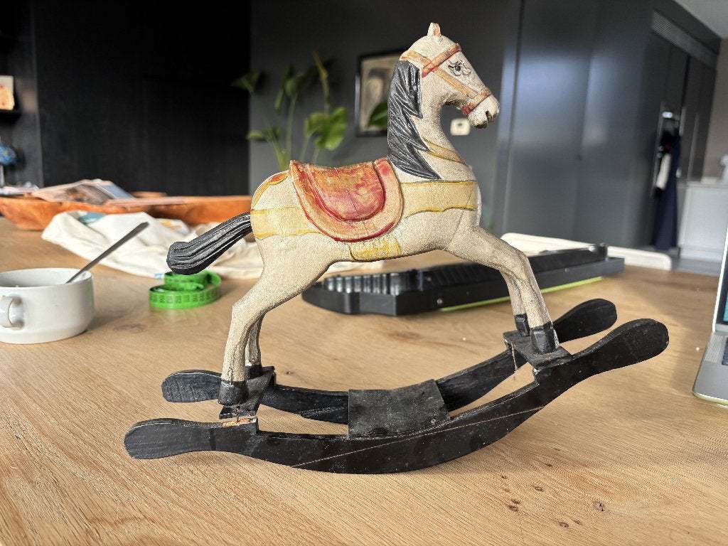 Vintage handgesneden houten schommelpaard, Antiek en Kunst, Ophalen of Verzenden