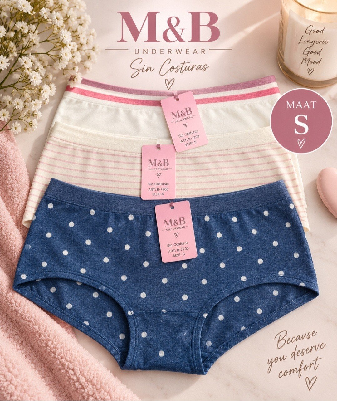 M&B 3 Naadloze Dames shorts NIEUW Maat S, M&B, Ophalen of Verzenden, Blauw, Broekje of Short