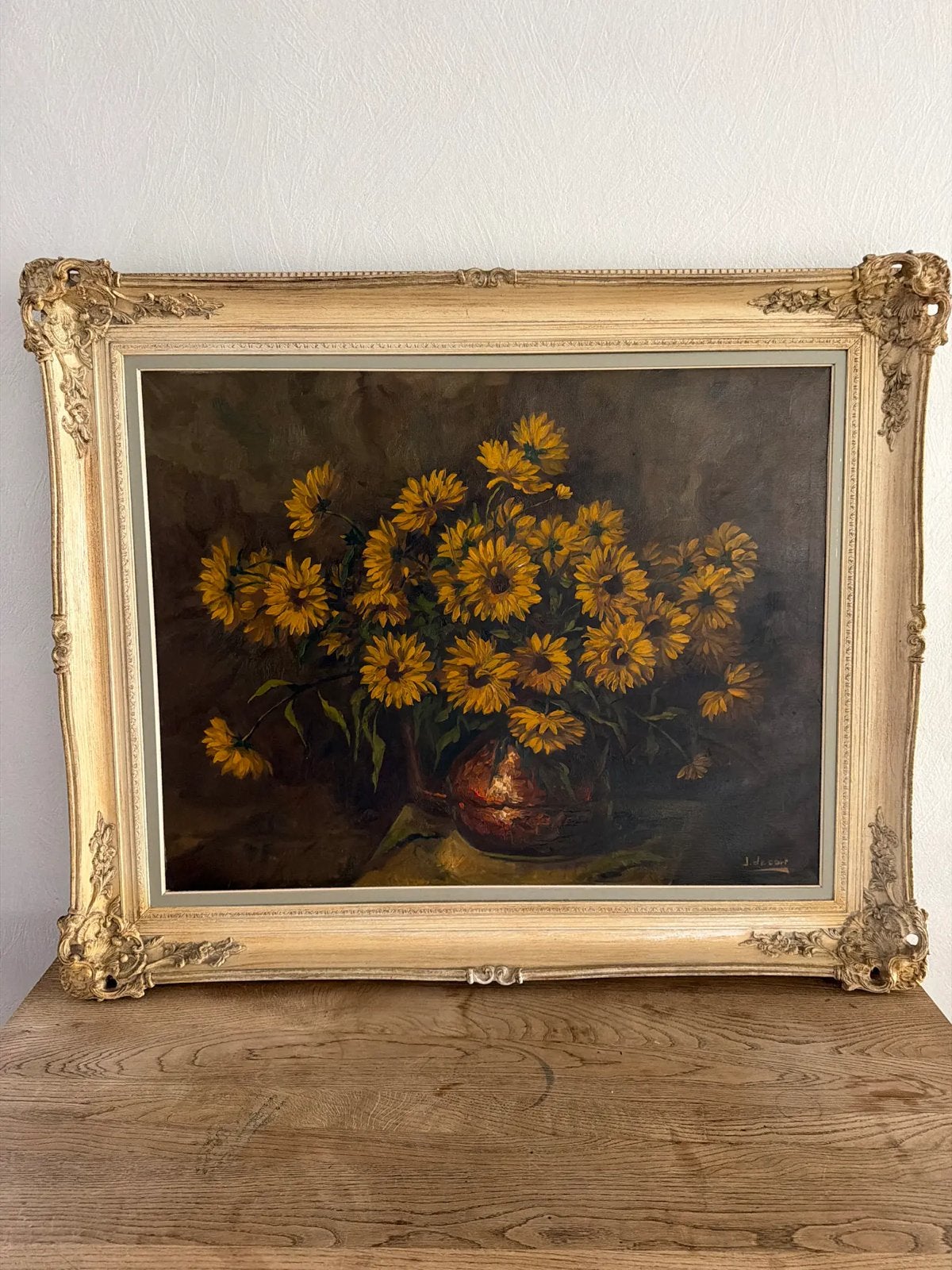 Schilderij J De Cort Zonnebloem, Antiek en Kunst, Kunst | Schilderijen | Klassiek, Ophalen