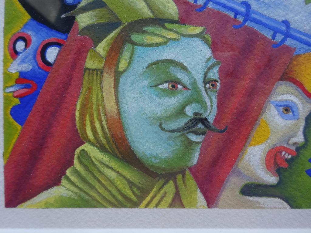 Luc Van de vijver, Gouache, 9 x 21 cm, de Chinese Generaal,, Ophalen of Verzenden