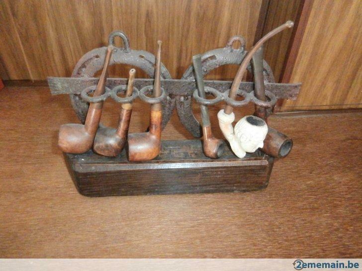 Présentoir à pipes "fer à cheval" avec 6 pipes, Enlèvement, Utilisé, Boite à tabac ou Emballage
