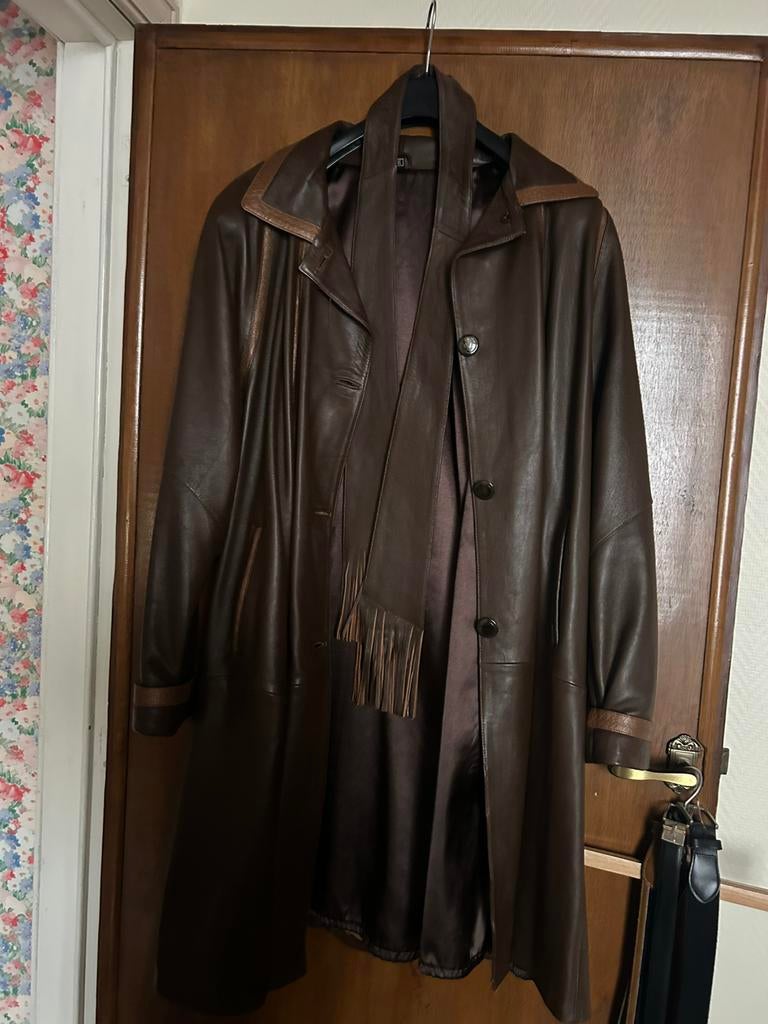 Lederen dames jas/mantel, Kleding | Dames, Ophalen, Zo goed als nieuw, Bruin