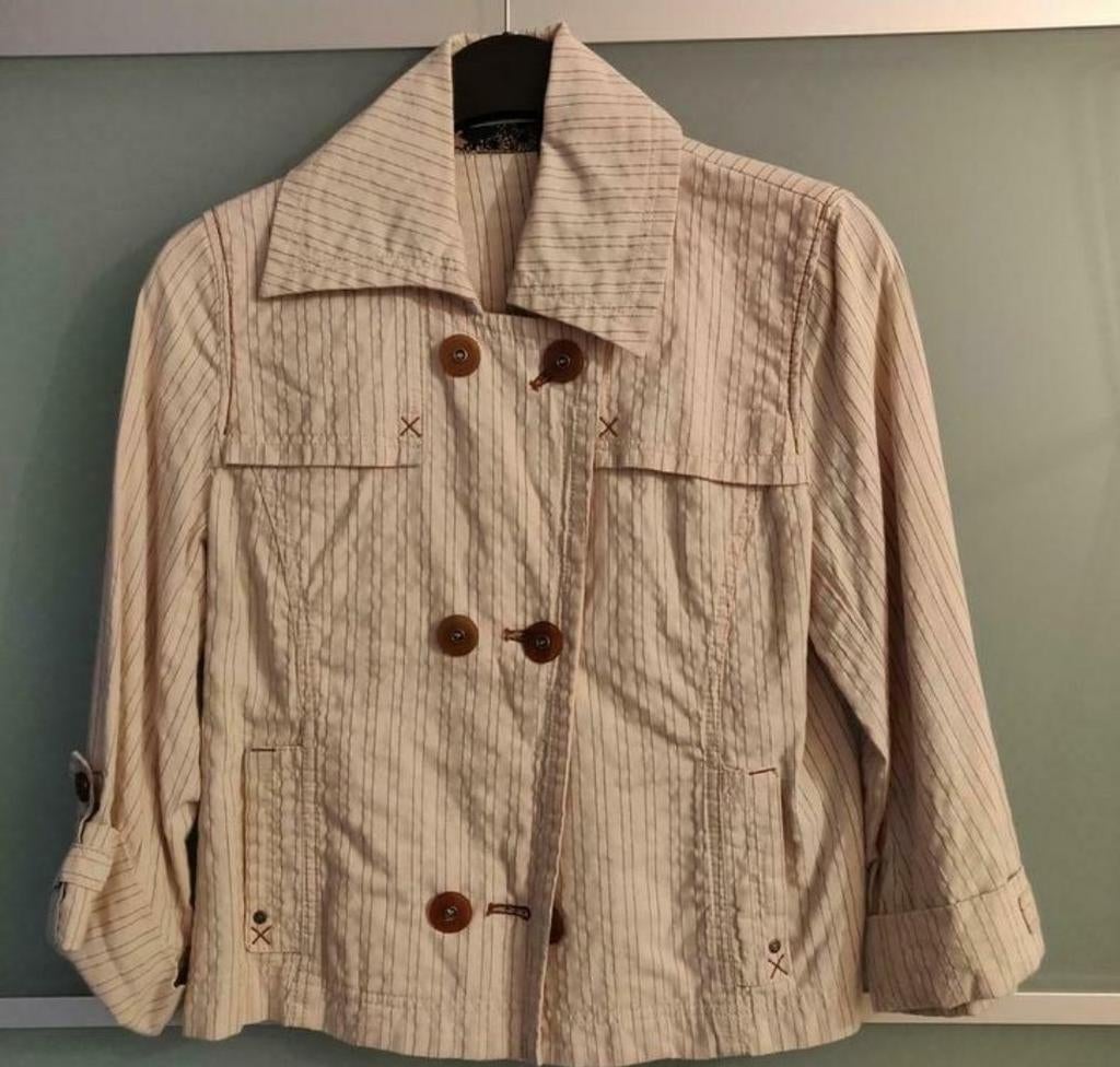 Lichte blazer Sandwich_ 38 gebroken wit met streep, Maat 38/40 (M), Wit, Ophalen of Verzenden, Zo goed als nieuw