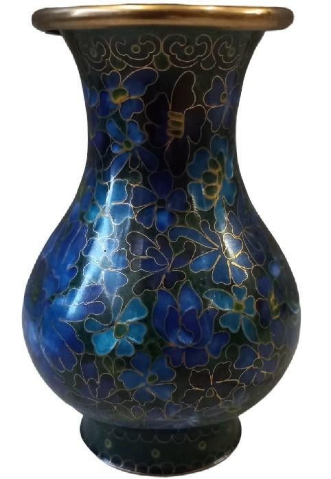 mooi blauw cloisonné vaasje, Ophalen of Verzenden