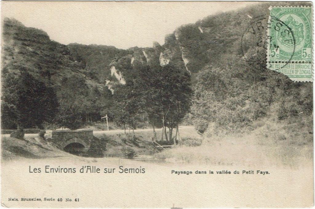 Carte postale Alle s/Semois Paysage vallée du Petit Fays, Envoi, Avant 1920, Affranchie, Namur