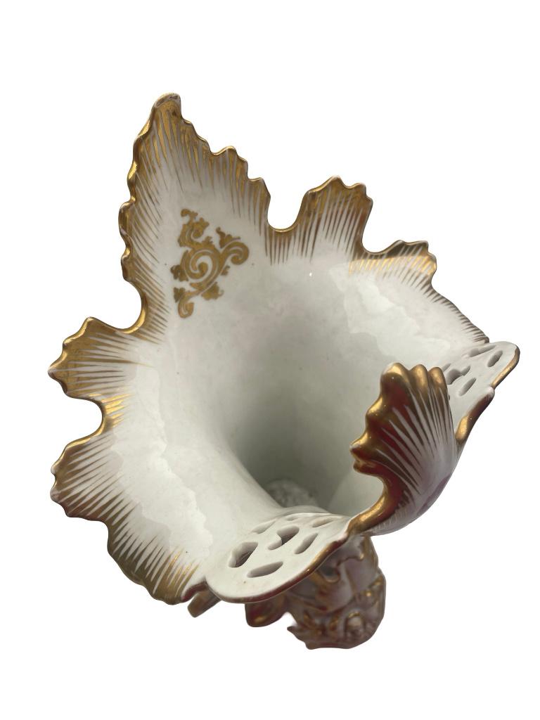 Decoratieve hoorn Old Paris 19e eeuw porselein goud 31 cm, Antiek en Kunst, Ophalen of Verzenden