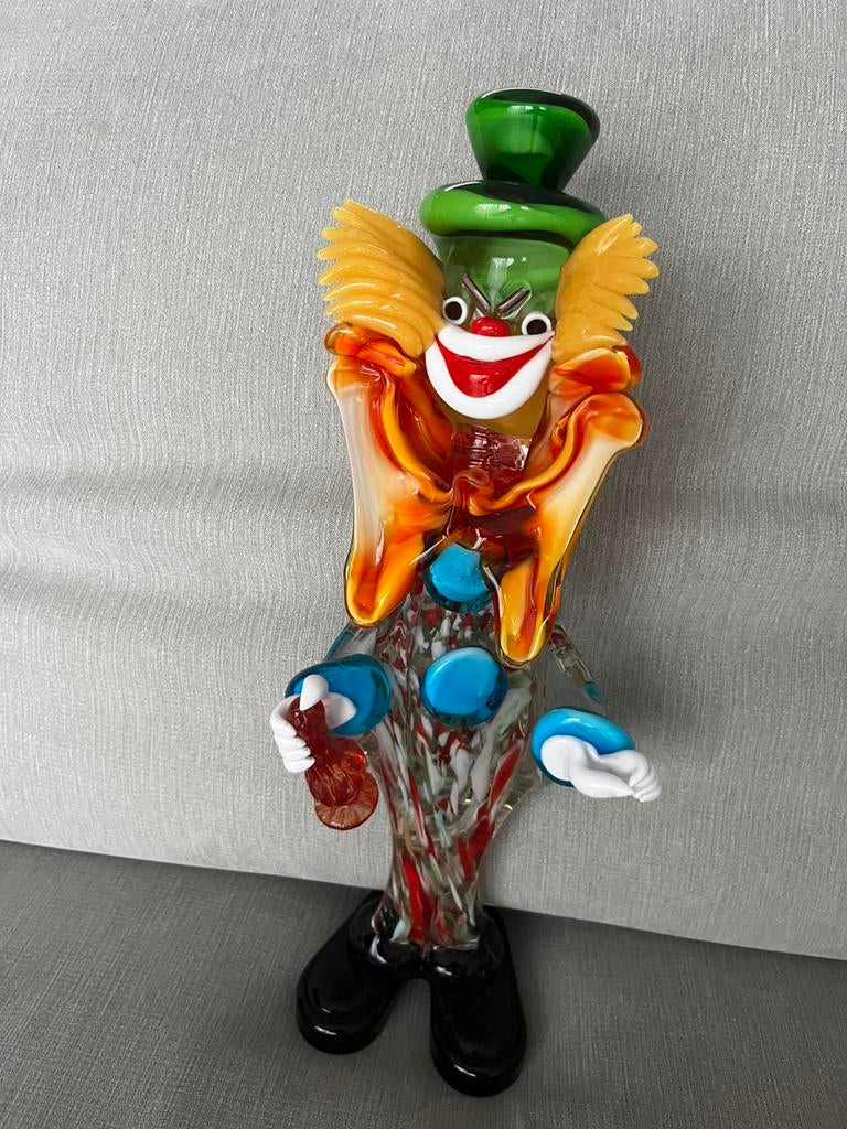 Grote clown van 41 cm in Murano-glas, Antiek en Kunst, Ophalen