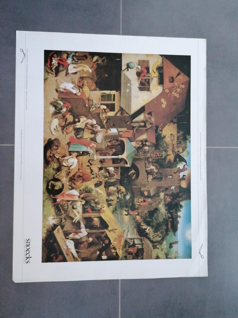 Snoecks kunstposter, Pieter Bruegel de oude, spreekwoorden., Ophalen of Verzenden