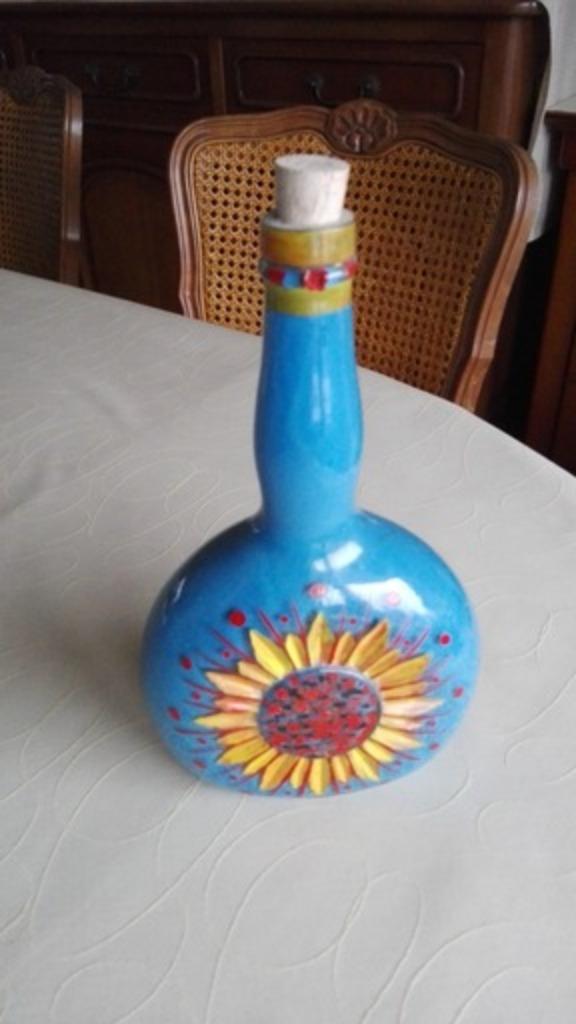 decoratieve fles vaas zonnebloem, Enlèvement ou Envoi, Comme neuf, Verre