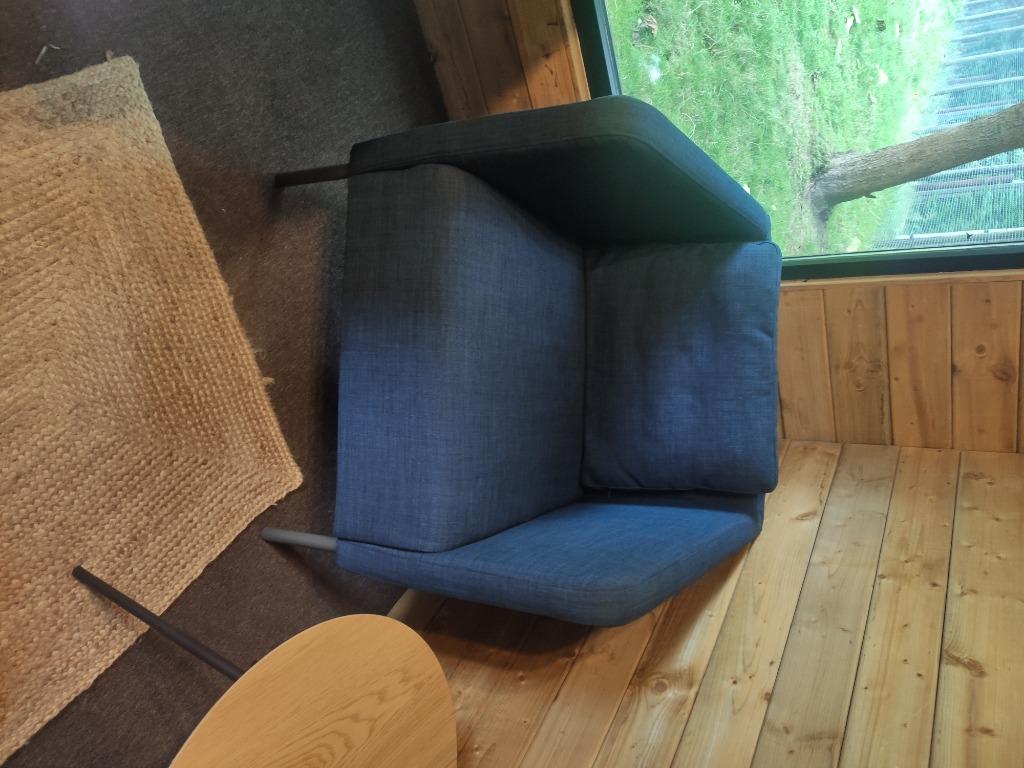 Fauteuil EKERÖ - skiftebo donkerblauw, Huis en Inrichting, Fauteuils, Ophalen, Overige materialen, Minder dan 75 cm, Zo goed als nieuw