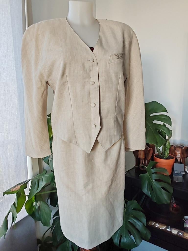 Vintage rok maat 1.2.3 beige 40% linnen, Kleding | Dames, Ophalen of Verzenden, Gedragen