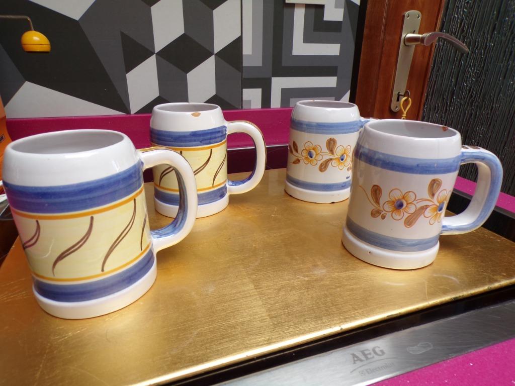 4 MUGS FAIENCE DE NEVERS FABRIQUE BERNARD ET LUCET, Antiquités & Art, Antiquités | Céramique & Poterie, Enlèvement