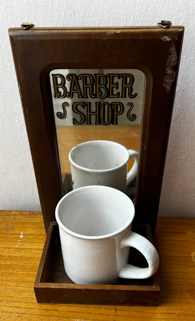 Vintage barber shop scheerset met spiegel en tas, Ophalen of Verzenden, Rechthoekig, Minder dan 50 cm, Minder dan 100 cm