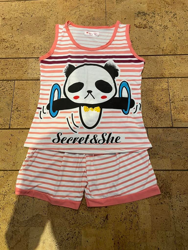 Pyjama voor meisje in streep rose/wit, Kinderen en Baby's, Kinderkleding | Kinder-zwemkleding, Ophalen of Verzenden, Nieuw, Meisje