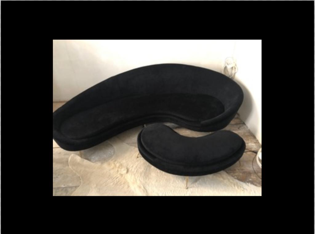 canapé et repose pied vintage, Minder dan 75 cm, Ophalen of Verzenden, Stof, Canapé italien année 1950