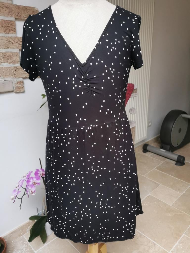 Robe noire à pois blancs d'Anna Field, Enlèvement ou Envoi, Comme neuf, Taille 38/40 (M), Noir