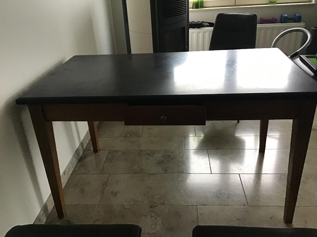 Table chêne massif et pierre bleue belge, Maison & Meubles, Tables | Tables à manger, 100 à 150 cm, Cinq personnes ou plus, Comme neuf