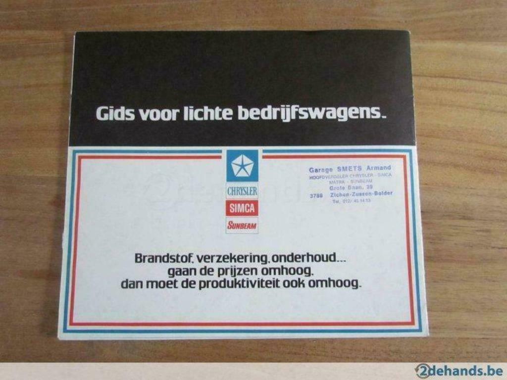 Brochere Simca "gids voor lichte bedrijfswagens" 1978, Enlèvement ou Envoi, Utilisé, Autres marques