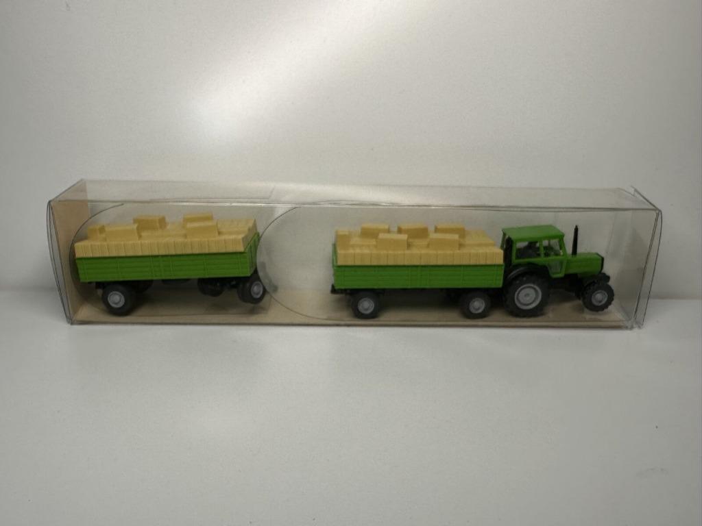Tracteur Agricole DEUTZ +2 Remorques 1/87 HO WIKING Neuf+Bte, Ophalen of Verzenden, Nieuw, Hijskraan, Tractor of Landbouw, Wiking