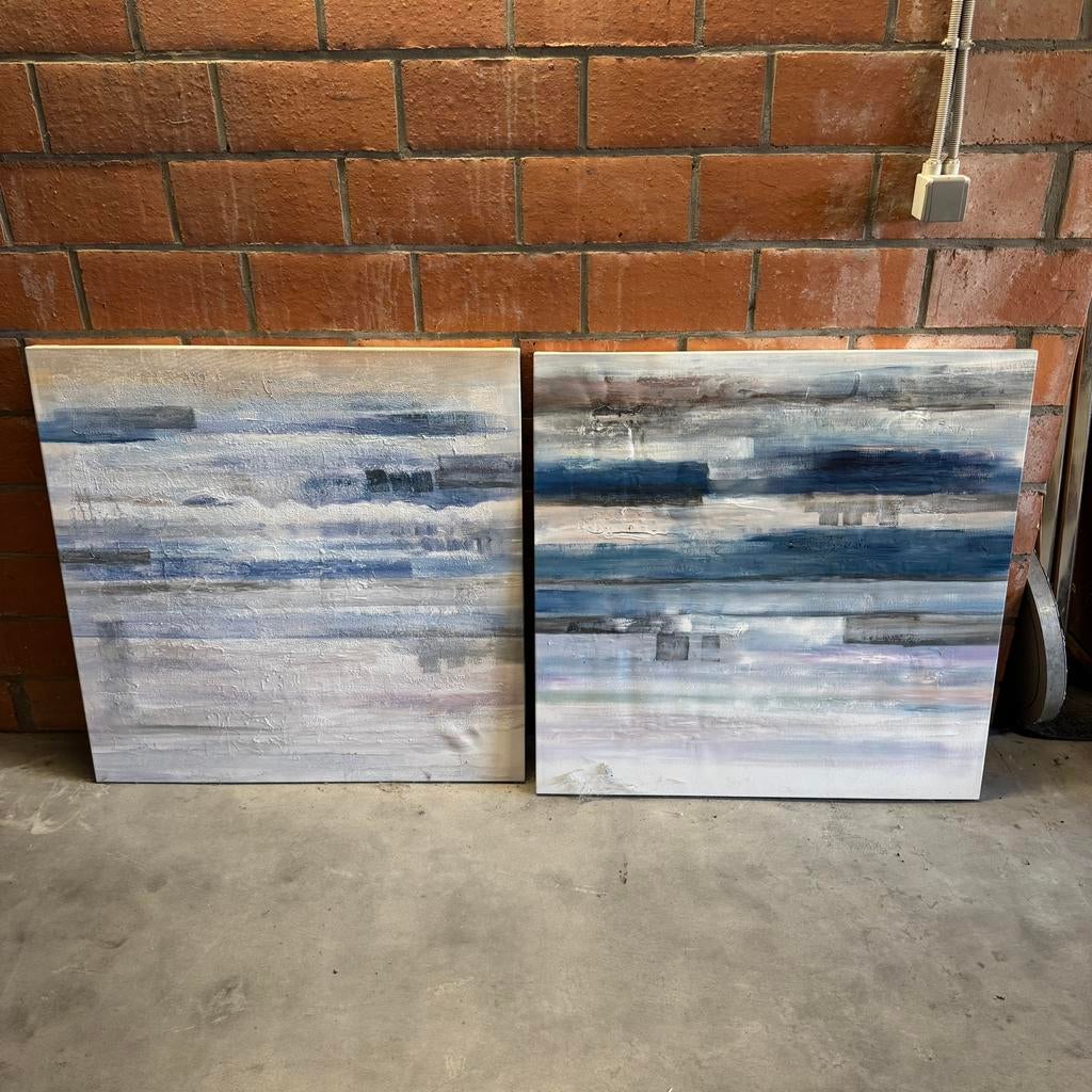 Cadres peint 2x 90x90, Ophalen, Gebruikt