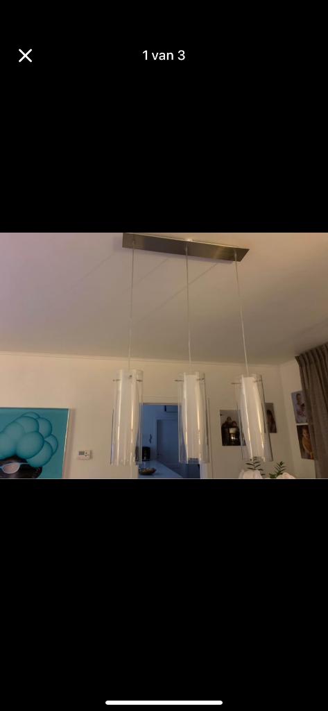 Moderne hanglamp, Huis en Inrichting, Ophalen, Gebruikt, Glas