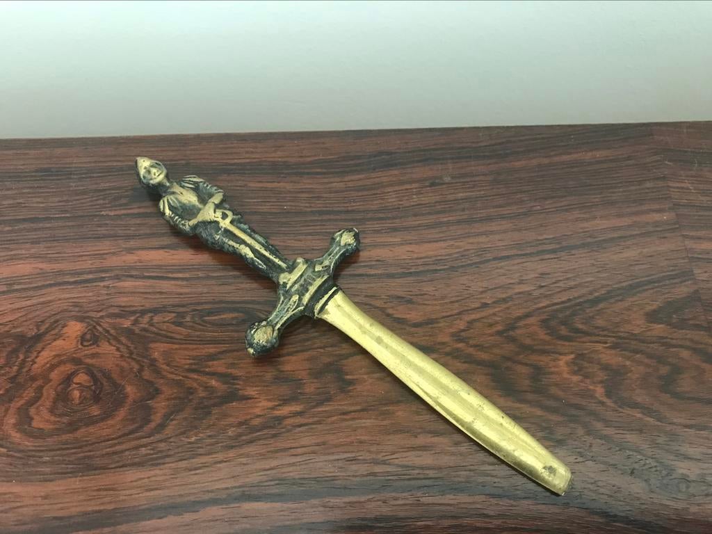 Oude Briefopener ridder zwaard messing, Antiek en Kunst, Ophalen of Verzenden