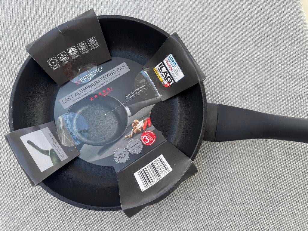 Antikleefpan 20cm, Aluminium, Ophalen of Verzenden, Zo goed als nieuw, Keramische plaat