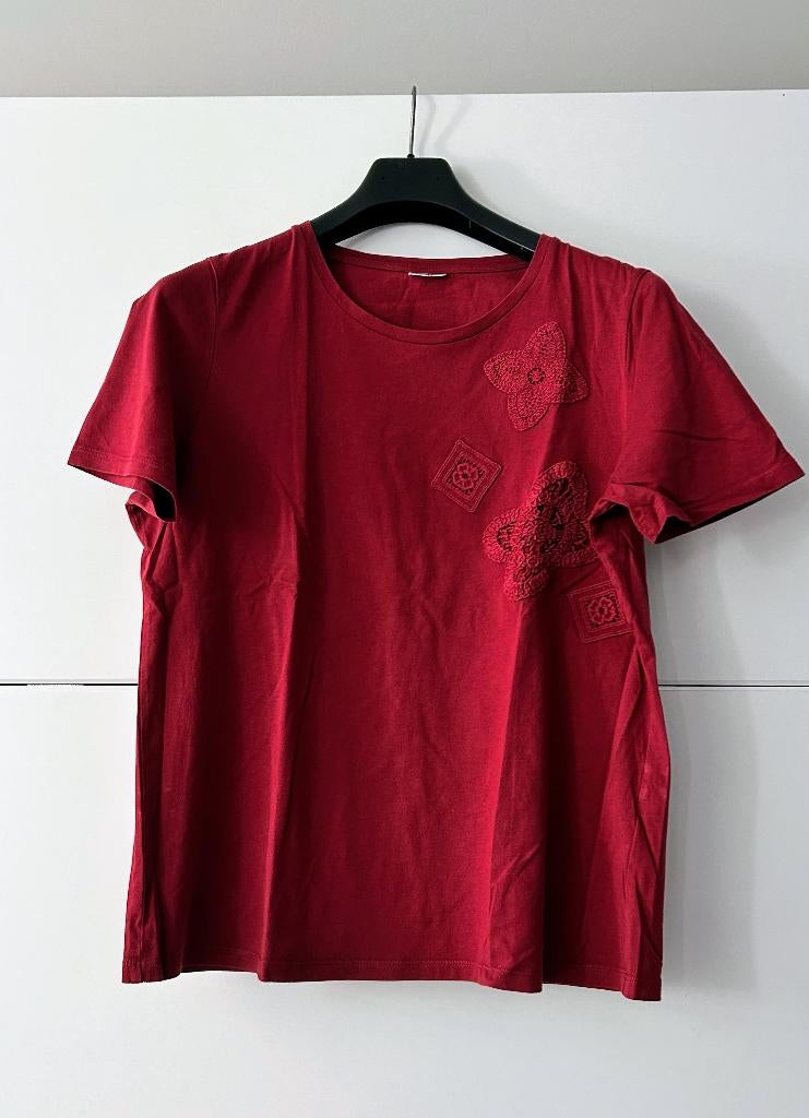 Damart rode T-shirt met broderie, Vêtements | Femmes, Manches courtes, Enlèvement ou Envoi, Comme neuf, Damart