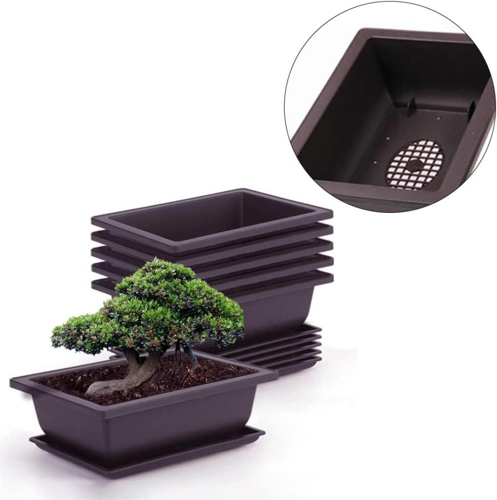 Set van 6 kleine rechthoekige bloempotten GRATIS LEVERING, Kunststof, Verzenden, Nieuw, Tuin