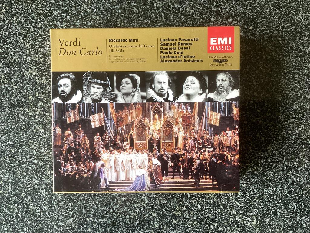 Opera Verdi Don Carlo, boxset, 3 cd’s Pavarotti met boekje, Ophalen of Verzenden, Zo goed als nieuw, Opera of Operette, Boxset